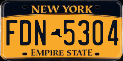NY license plate FDN5304