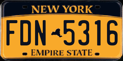 NY license plate FDN5316