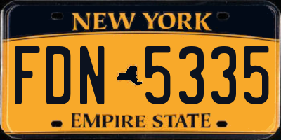 NY license plate FDN5335