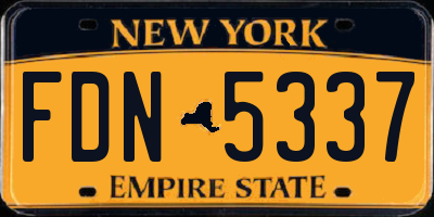 NY license plate FDN5337