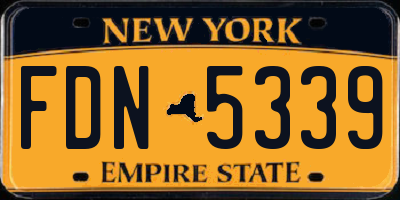 NY license plate FDN5339