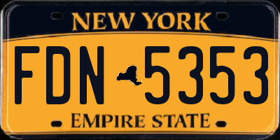 NY license plate FDN5353