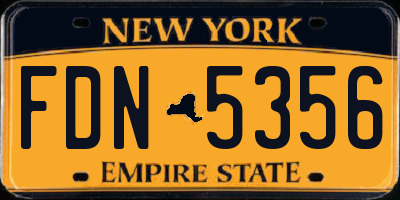 NY license plate FDN5356
