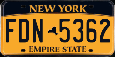 NY license plate FDN5362