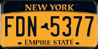 NY license plate FDN5377