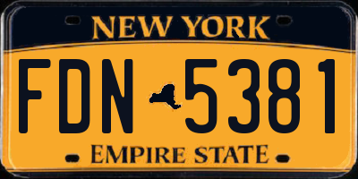 NY license plate FDN5381