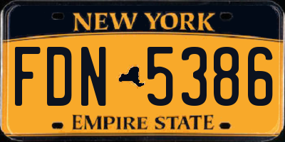 NY license plate FDN5386