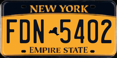 NY license plate FDN5402