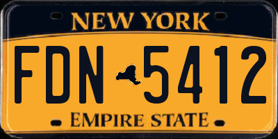 NY license plate FDN5412