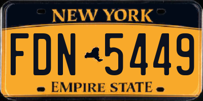 NY license plate FDN5449