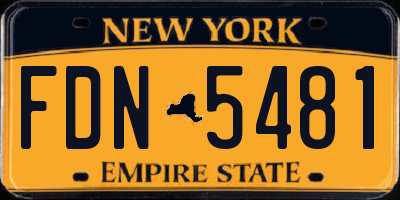 NY license plate FDN5481
