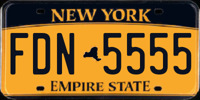 NY license plate FDN5555