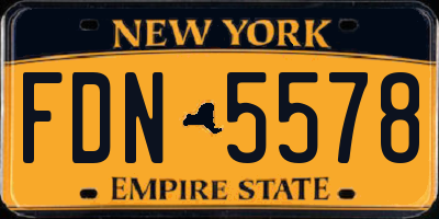 NY license plate FDN5578
