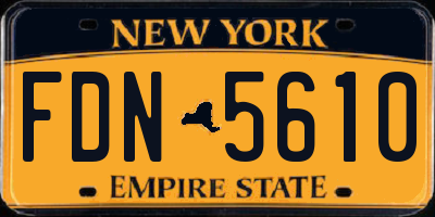 NY license plate FDN5610