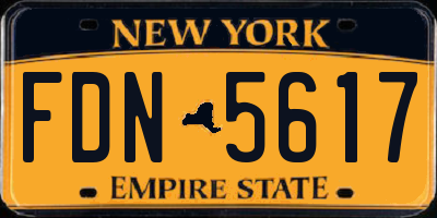 NY license plate FDN5617