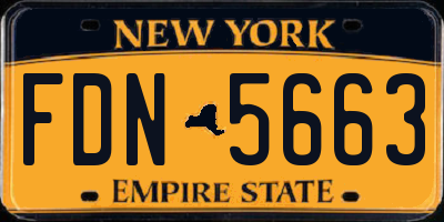 NY license plate FDN5663