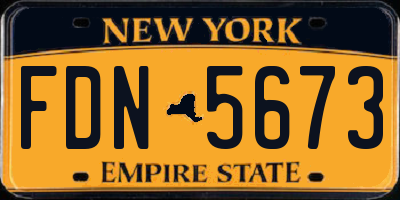 NY license plate FDN5673