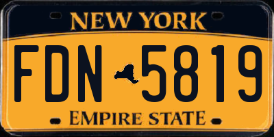 NY license plate FDN5819