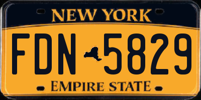 NY license plate FDN5829