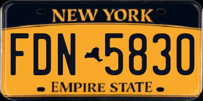 NY license plate FDN5830