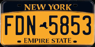 NY license plate FDN5853