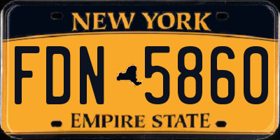 NY license plate FDN5860