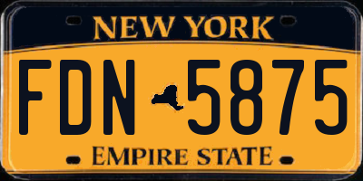 NY license plate FDN5875