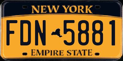 NY license plate FDN5881
