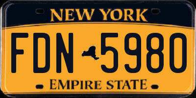 NY license plate FDN5980