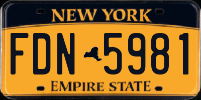 NY license plate FDN5981