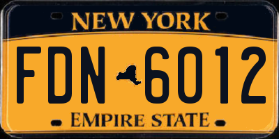 NY license plate FDN6012
