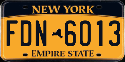 NY license plate FDN6013