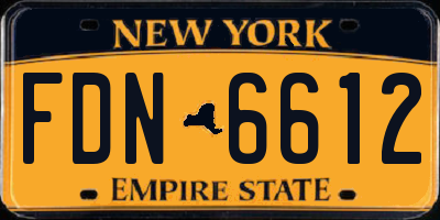 NY license plate FDN6612