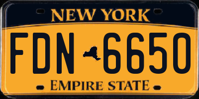 NY license plate FDN6650