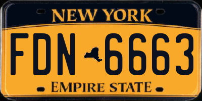 NY license plate FDN6663