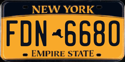 NY license plate FDN6680