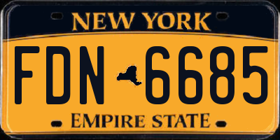 NY license plate FDN6685