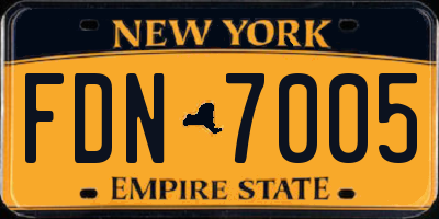 NY license plate FDN7005