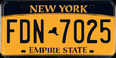 NY license plate FDN7025
