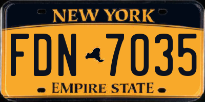 NY license plate FDN7035
