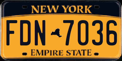 NY license plate FDN7036