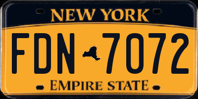 NY license plate FDN7072