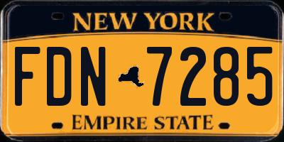 NY license plate FDN7285