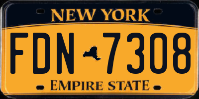 NY license plate FDN7308