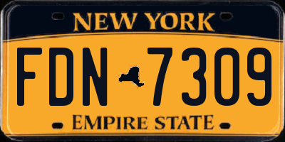 NY license plate FDN7309