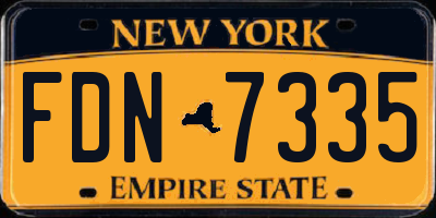 NY license plate FDN7335
