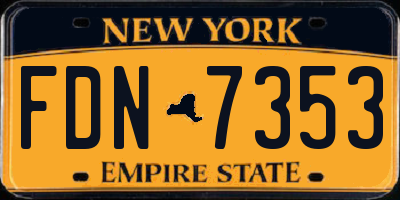 NY license plate FDN7353