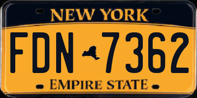 NY license plate FDN7362