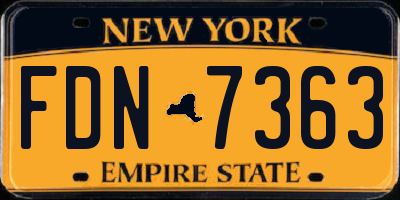 NY license plate FDN7363