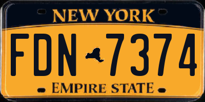NY license plate FDN7374